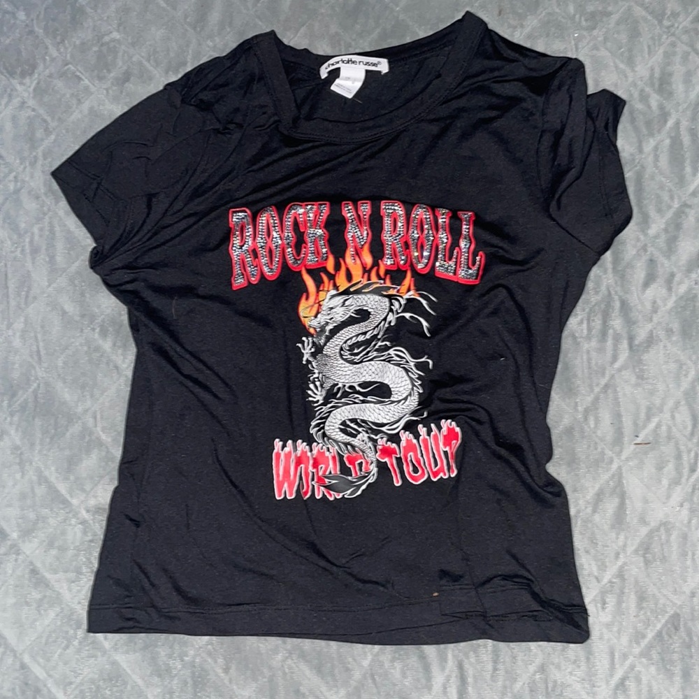 Black cropped rock and roll top